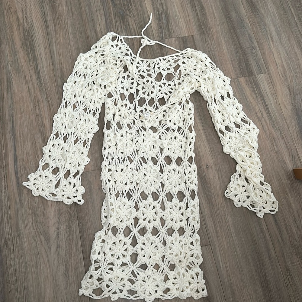 C.H.Y Fashion White Bathing Suit Mesh Cover Up